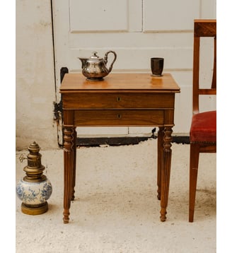 Travailleuse en bois Brigitte N°376 - Produit chiné - Debongout - Bois foncé