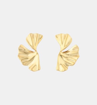 Boucles d'oreilles demi-feuilles de ginkgo acier inoxydable - Balaboosté - Doré