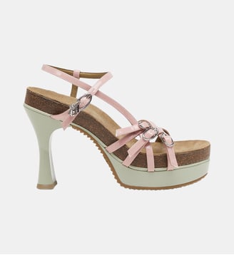 D-Woodstock-Sandales à plateforme à brides en PU brillant - Diesel - Rose et blanc