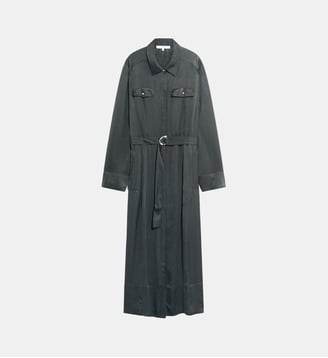 Robe chemise en satin - CHERYL - Gerard Darel - Vert kaki
