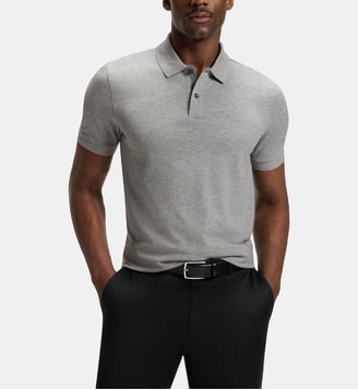 Polo modèle Pallas en coton biologique avec logo brodé - BOSS - Gris