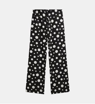 pantalon Coulissé en satin de coton à pois noir - Agnès b. - Noir