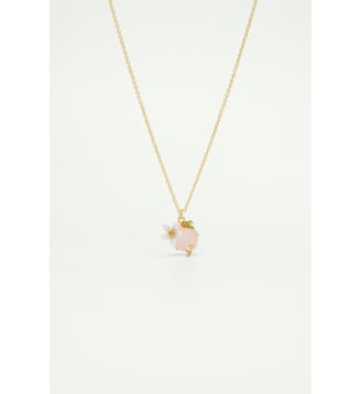 Collier pendentif Fleurs d'oranger et verre facetté - Les Néréides - Rose