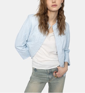 Blazer Veryn Cuir Froissé - Zadig&Voltaire - Bleu baby
