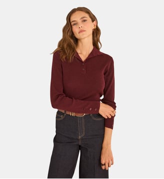 Pull À Manches Longues En Laine Mélangée Ashley - Maison 123 - Bordeaux