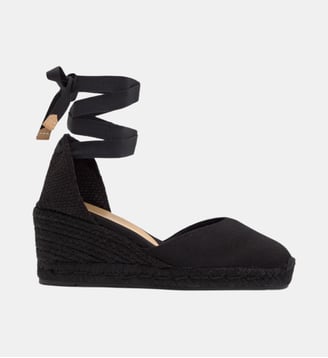 Espadrilles compensées à lacets avec plateforme tressée CARINA - Castaner - Noir
