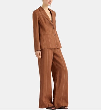 Pantalon romero en lin/viscose rayé - Momonì - Sienne brûlée