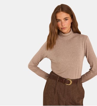 T-Shirt À Manches Longues En Lyocell Et Laine Mélangés Terry - Maison 123 - Taupe clair