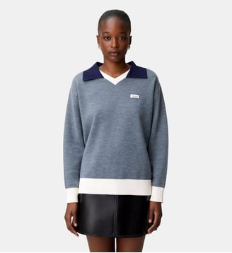 Pull maille double col contrasté - Claudie Pierlot - Gris