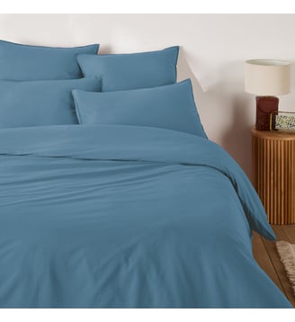 Housse de couette unie en coton lavé - La Redoute Interieurs - Bleu