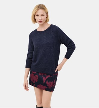 Pull mleo - Motif uni - Coton - Caroll - Bleu marine