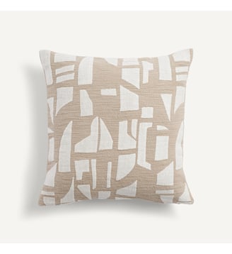 Housse de coussin, broderie bouclette - AM.PM - Écru et beige