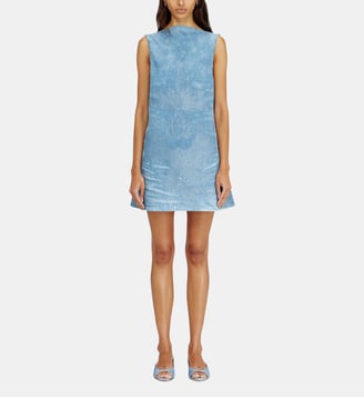 Robe courte en denim satin - Diesel - Bleu