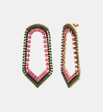 Boucles d'oreilles larges tiges percées   - Precious - Satellite - Vert et violet