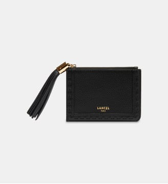Porte-cartes zippé L en cuir signature - Lancel - Noir