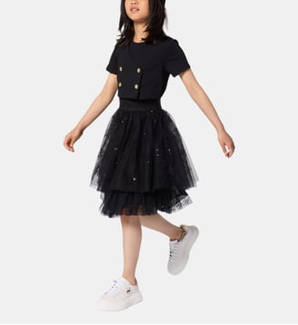 Robe de cérémonie bi-matiere - Karl Lagerfeld Kids - Black
