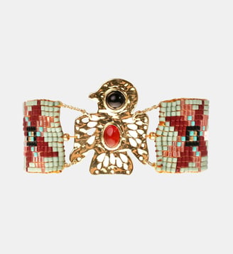 Bracelet réglable perles tissées cabochon oiseau SPICE - Hipanema - Jade