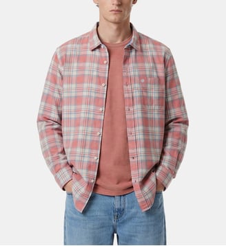 Chemise manches longues à carreaux en coton - Serge Blanco - Rose