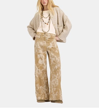 Pantalon aguila en denim brodé - Momonì - Vert clair