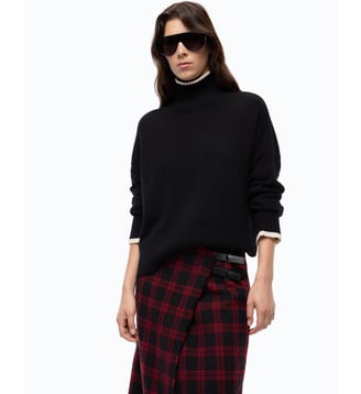Pull à col roulé en laine et cachemire - Pinko - Limousine noire
