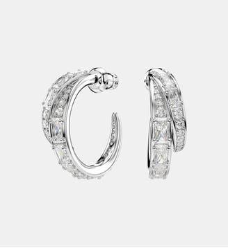 Anneaux d'oreilles Vienna, Métal rhodié - Swarovski - White et rrhodium plated