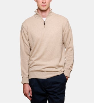 Pull à col zippé en cachemire beige - Atelier Privé - Jaune et beige
