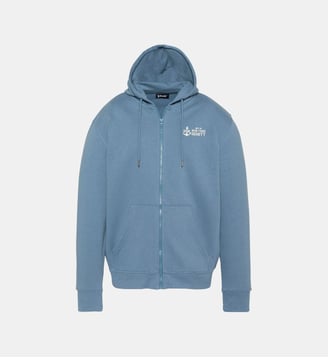 Sweatshirt zippé à capuche - Schott - Bleu jean