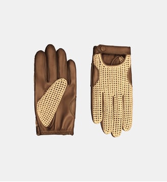 Liam Gants Homme en Cuir et Crochet - Agnelle - Marron et doré