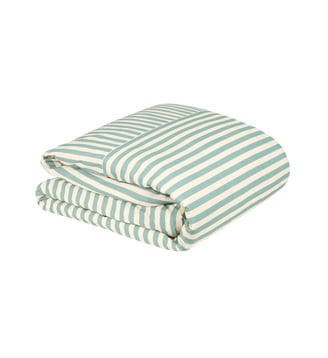 Housse de couette lit double Leonard - Nobodinoz - Turquoise stripes
