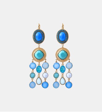 Boucles d'oreilles dormeuses   - Louise - Satellite - Bleu turquoise