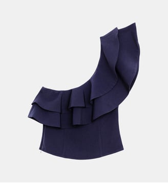 Top one shoulder col en cascade uni TIMEL - La Petite Etoile - Marine