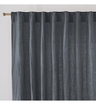 Rideau lin lavé pattes cachées - La Redoute Interieurs - Anthracite