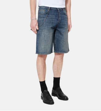Short en denim avec chaîne - The Kooples - Bleu denim