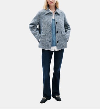 Manteau galactica - Motif uni - Coupedroite - Caroll - Denim stone