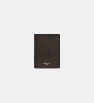 Portefeuille vertical zippé Lucien en cuir huilé - Le Tanneur - Marron foncé