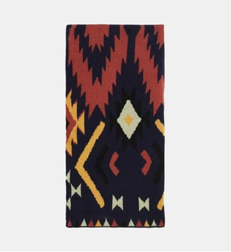 Echarpe façon pashmina motifs jacquard TODOS - Wild - Bleu marine