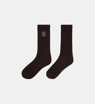 Chaussettes côtelées à logo - Sandro - Marron foncé