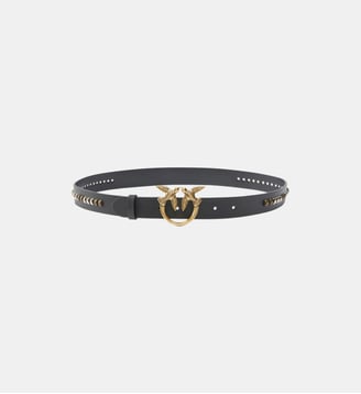 Ceinture cloutée en cuir avec boucle love birds - Pinko - Noir
