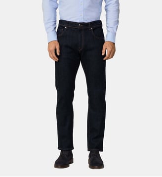 Jean droit stretch brut - Hackett London - Bleu brut