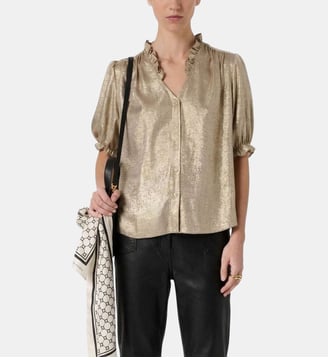 Chemise dorée à volants - CEVA - Gerard Darel - Jaune