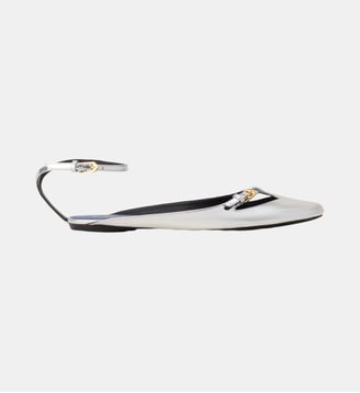 La Ballerine Anklet En Cuir Métallique - Lanvin - Argent