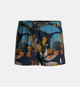 Short de bain court imprimé tropical - Impetus - Bleu marine
