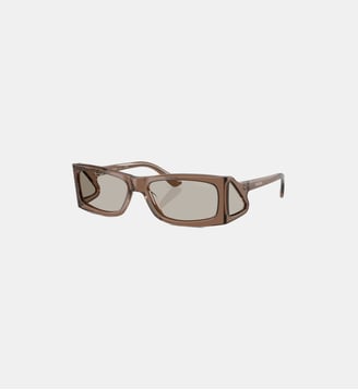 Lunettes de soleil Rectangulaire PR B03S - Prada - Transparent marron