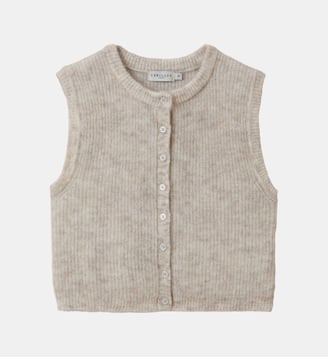 Cardigan sans manches doux Fille - Cyrillus - Écru chiné