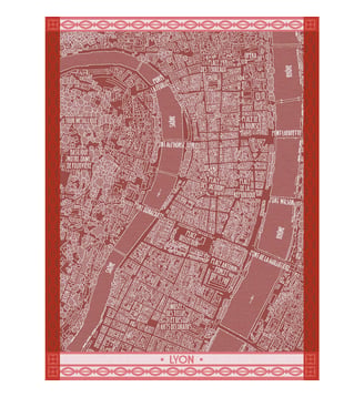 Torchon À vol d'oiseau Lyon - Le Jacquard Francais - Brique