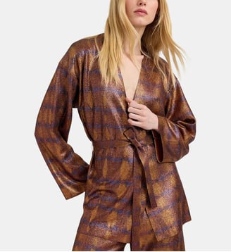Cardigan chama en lurex imprimé - Momonì - Brun