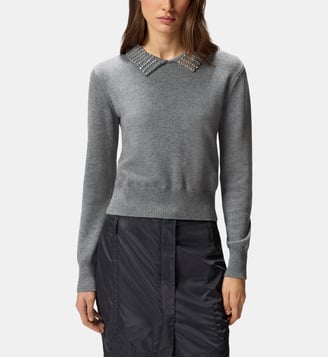 Pull avec col et strass - Pinko - Gris gris monument
