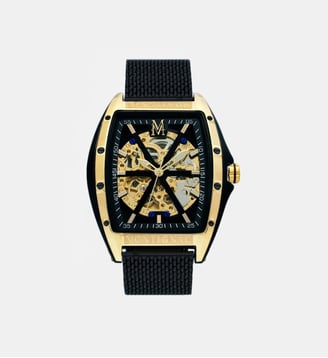 Montre automatique Tonneau Noir MOW413 - Montignac - Doré