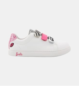 Baskets En Cuir Edith Barbie Grl Pwr Zebra - Bons Baisers - Blanc