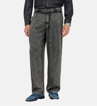 Pantalon wide-leg en viscose effet denim - Diesel - Gris foncé